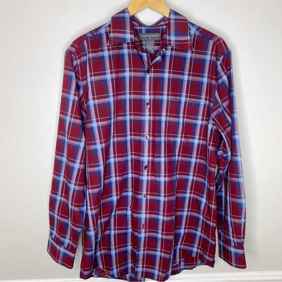 Saddlebred Other - Saddlebred Red Blue Plaid Button Down Shirt